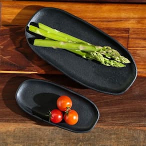 Conjunto de Travessas Ovais Pequenas Porto Brasil Orgânico Preto Matte 23x11cm - 4 Peças - 1