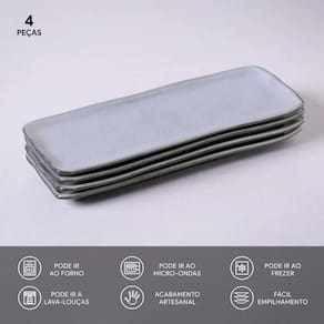 Conjunto de Travessas Retangulares Médias Porto Brasil Orgânico Dust 33x13cm - 4 Peças - 2