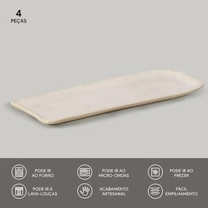 Conjunto de Travessas Retangulares Médias Porto Brasil Orgânico Latte 33x13cm - 4 Peças - 2