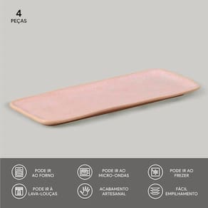 Conjunto de Travessas Retangulares Médias Porto Brasil Orgânico Litchi 33x13cm - 4 peças - 3