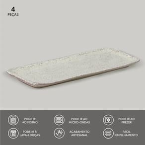 Conjunto de Travessas Retangulares Médias Porto Brasil Orgânico Pistache 33x13cm - 4 peças - 1