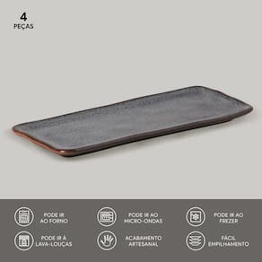 Conjunto de Travessas Retangulares Médias Porto Brasil Orgânico Titanium 33x13cm - 4 Peças - 3