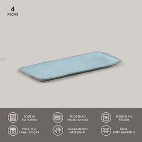 Conjunto de Travessas Retangulares Pequenas Porto Brasil Orgânico Breeze 22x9,5cm - 4 Peças - 3
