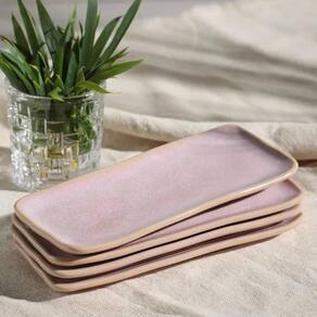 Conjunto de Travessas Retangulares Pequenas Porto Brasil Orgânico Litchi 22x9,5cm - 4 Peças - 1