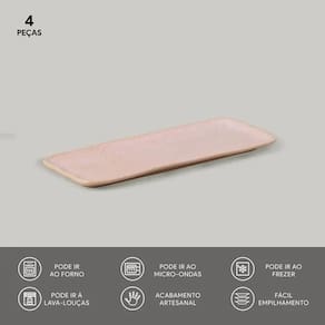 Conjunto de Travessas Retangulares Pequenas Porto Brasil Orgânico Litchi 22x9,5cm - 4 Peças - 2