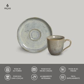 Conjunto de Xícaras de Café com Pires Porto Brasil Bio Green Granite 120ml - 6 Peças - 2
