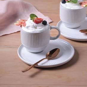 Conjunto de Xícaras de Chá com Pires Porto Brasil Linhas New White 230ml - 6 Peças - 1