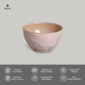 Conjunto de Bowls Orgânicos Litchi Porto Brasil em Stoneware 558 ml - 6 Peças - 3