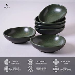 Conjunto de Cumbucas Oval Porto Brasil Orgânico Greenery 265ml - 6 Peças - 2