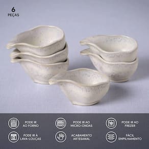 Conjunto de Molheiras Oval Porto Brasil Orgânico Latte 40ml - 6 Peças - 2