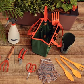 Kit para Jardinagem Tramontina com Bolsa em Lona 13 Peças – Cinza/Laranja