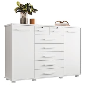 Cômoda Palumoveis Fontana com 7 Gavetas e 2 Portas – 160cm de Largura