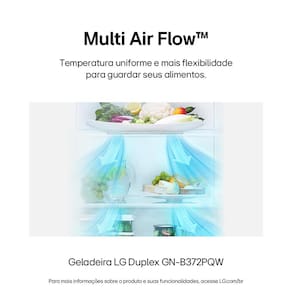 Geladeira LG Frost Free GN-B372PQW Duplex com Tecnologia Smart Inverter, Linear Cooling e Multi Air Flow Branca - 375 litros