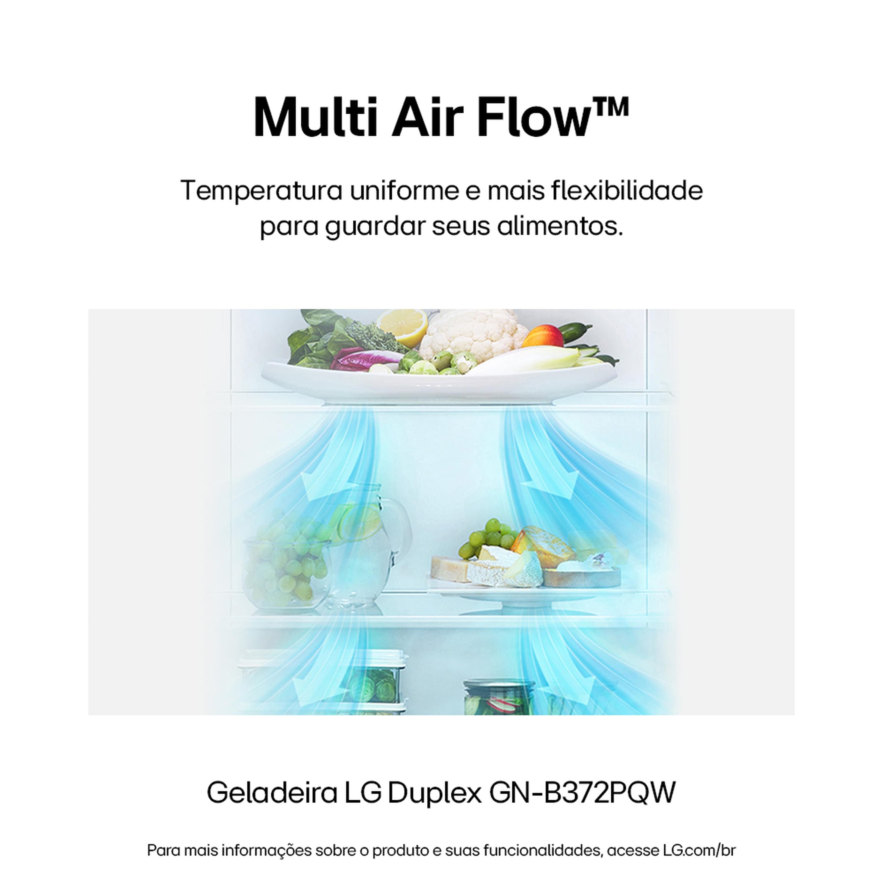 Geladeira LG Frost Free GN-B372PQW Duplex com Tecnologia Smart Inverter, Linear Cooling e Multi Air Flow Branca - 375 litros - 220V - 3