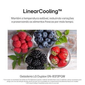 Geladeira LG Frost Free GN-B372PQW Duplex com Tecnologia Smart Inverter, Linear Cooling e Multi Air Flow Branca - 375 litros
