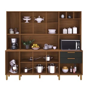 Cozinha Compacta Indekes Gramado com 9 Portas e 2 Gavetas - 219cm de Largura - Freijó / Chumbo - 3