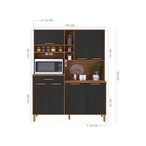 Cozinha Compacta Indekes Braga com 7 Portas e 1 Gaveta - 160cm de largura