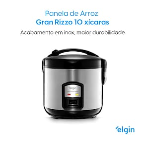 Panela Elétrica de Arroz Elgin PAR30 10 Xícaras Preta/Prata - 1,8 Litros