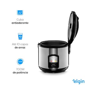 Panela Elétrica de Arroz Elgin PAR30 10 Xícaras Preta/Prata - 1,8 Litros