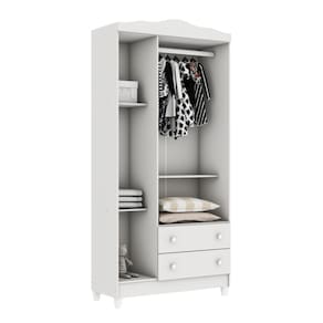 Guarda-Roupa Infantil Carolina Baby Eloa com 3 Portas, 2 Gavetas e 4 Prateleiras – 94cm de largura - Branco - 2
