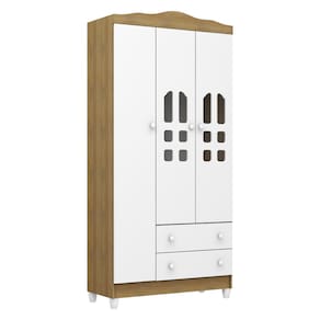 Guarda-Roupa Infantil Carolina Baby Eloa com 3 Portas, 2 Gavetas e 4 Prateleiras – 94cm de largura