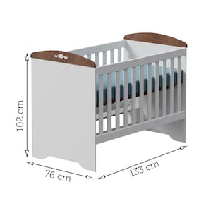 Berço Mini Cama Carolina Baby Eloa 3 em 1 com Suporte para Mosquiteiro e 133cm de Largura - Branco/Bétula - 2