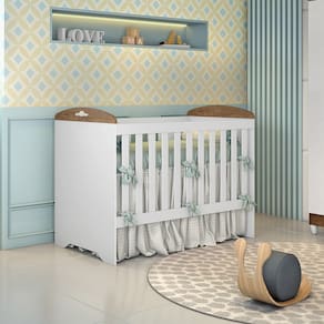 Berço Mini Cama Carolina Baby Eloa 3 em 1 com Suporte para Mosquiteiro e 133cm de Largura - Branco/Bétula - 1