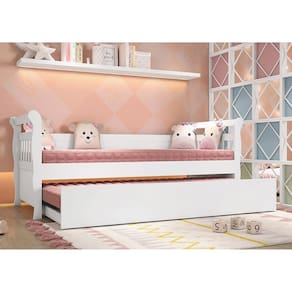 Cama Infantil Carolina Baby Julia com Cama Auxiliar e 210cm de Largura - Branco - 1