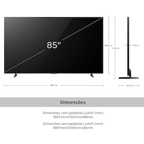 Smart TV 85" QLED 4K TCL Mini LED 85C855 com Processador AIPQ, Google TV, HDR10+, Wi-Fi, Bluetooth, Google Assistente, Dolby Vision e Atmos
