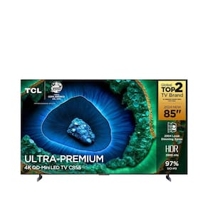 Smart TV 85" QLED 4K TCL Mini LED 85C855 com Processador AIPQ, Google TV, HDR10+, Wi-Fi, Bluetooth, Google Assistente, Dolby Vision e Atmos