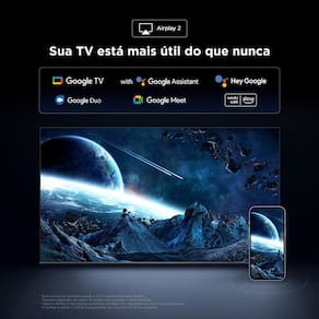 Smart TV 85" QLED 4K TCL Mini LED 85C855 com Processador AIPQ, Google TV, HDR10+, Wi-Fi, Bluetooth, Google Assistente, Dolby Vision e Atmos