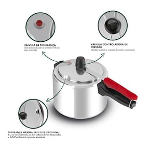 Panela de Pressão Clock Eco Polida com Fechamento Interno - 4,5 litros