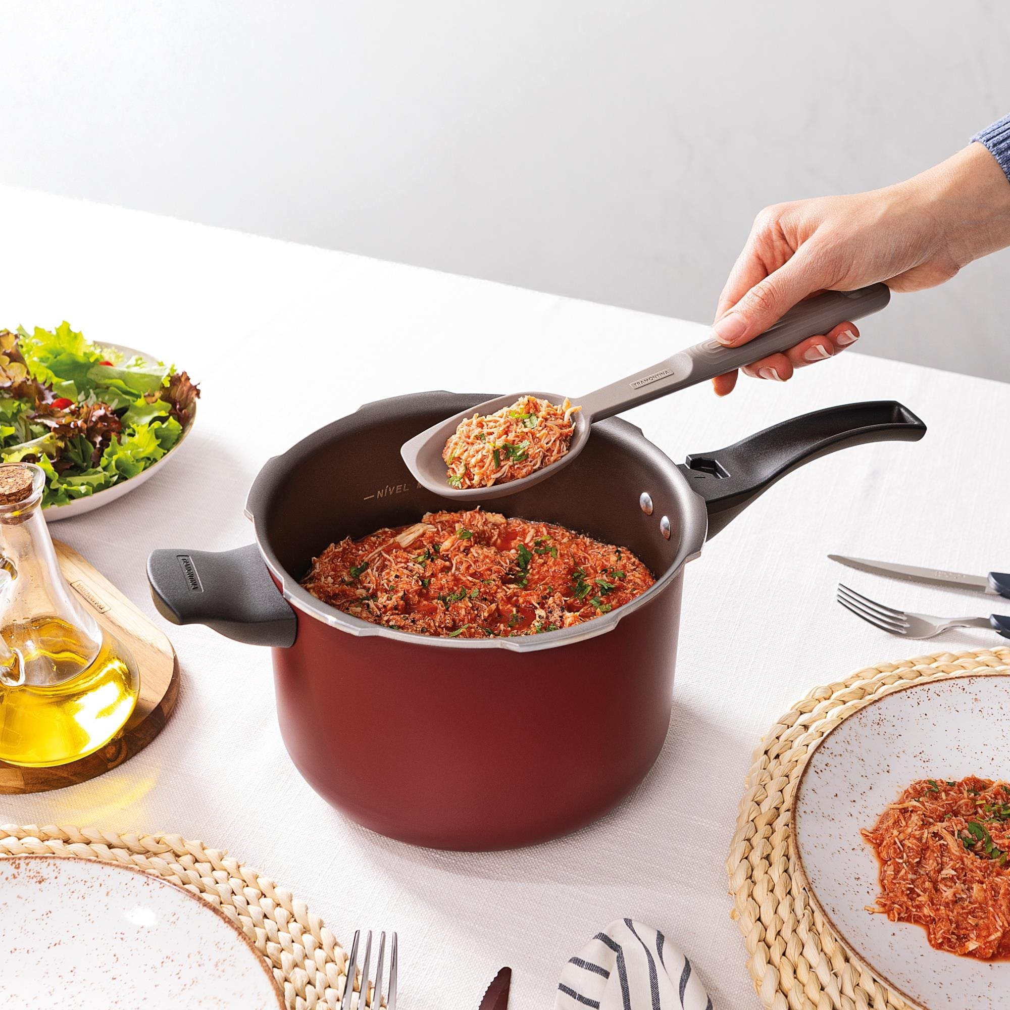 Panela de Pressão Tramontina 4,5 Litros Vancouver Effect Revestimento Antiaderente Starflon Vermelha - 1