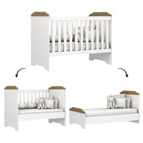 Berço Mini Cama Carolina Baby Mel 3 em 1 com Suporte para Mosquiteiro e 133cm de Largura - Branco/Bétula - 2