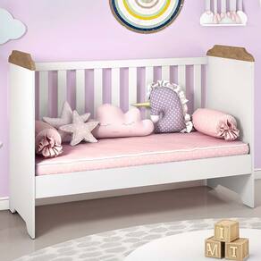 Berço Mini Cama Carolina Baby Mel 3 em 1 com Suporte para Mosquiteiro e 133cm de Largura - Branco/Bétula - 3