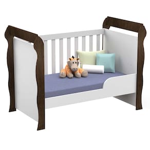 Berço Mini-Cama Carolina Baby Mirelle Regulagem de Altura Travas de Segurança Rodízios - Branco e Bétula - 2