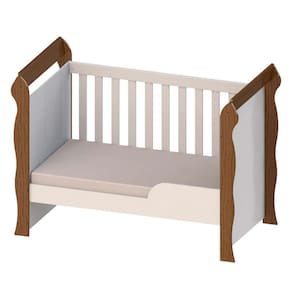 Berço Mini-Cama Carolina Baby Mirelle Regulagem de Altura Travas de Segurança Rodízios - Branco e Bétula - 3