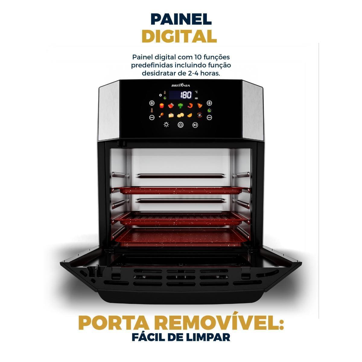 Fritadeira Elétrica Air Fryer Britânia Oven BAF16A 4 em 1 Sem Óleo com Tecnologia Air Flow 1900W - 16 litros - 110V - 3