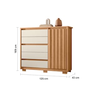 Cômoda Sapateira Palumoveis Duetto com 5 Gavetas e 1 Porta – 125cm de Largura