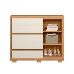 Cômoda Sapateira Palumoveis Duetto com 5 Gavetas e 1 Porta – 125cm de Largura
