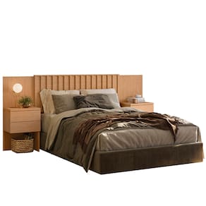 Cabeceira para Cama de Casal e Queen Size Palumóveis Olinda Extensível - 300cm de Largura - Freijó - 2