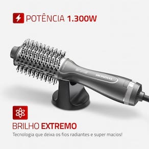 Escova Secadora Slim Mondial Space Shine ES-20 com Cerdas Duplas, Revestimento Tourmaline Íon, 1300W, Bivolt - Grafite
