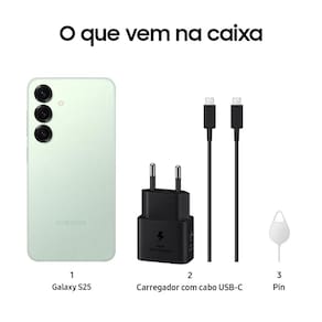 Smartphone Samsung Galaxy S25 5G Verde 256GB, Tela de 6.2", 12GB RAM, AI Inteligência Artificial, IP68, Processador Snapdragon 8 Elite e Câmera Tripla
