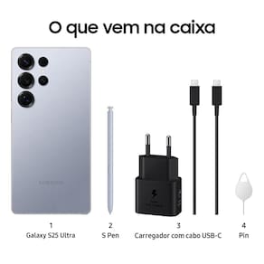 Smartphone Samsung Galaxy S25 Ultra Titânio Azul 256GB, Tela 6.9", 12GB RAM, AI Inteligência Artificial, IP68, S-Pen, Snapdragon 8 Elite e 4 Câmeras