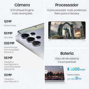 Smartphone Samsung Galaxy S25 Ultra Titânio Azul 512GB, Tela de 6.9", 12GB RAM, Inteligência Artificial, IP68, S-Pen, Snapdragon 8 Elite e 4 Câmeras