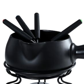 Aparelho de Fondue para Queijo Fracalanza em Cerâmica 8 Peças - Preto - 1