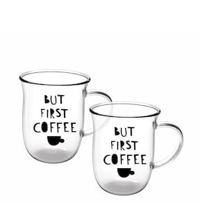 Jogo de Xícaras Dynasty Coffee Time em Vidro Borossilicato 350ml - 2 Peças