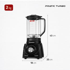 Liquidificador Mondial L-98-B Pratic Turbo com 2 Velocidades e Função Pulsar 550W - Preto