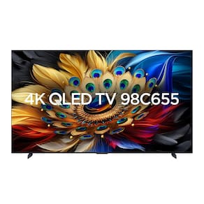 Smart TV 98" TCL QLED 4K Ultra HD 98C655 com Sistema Operacional Android TV, Processador AIPQ, Dolby Vision Atmos, Design Sem Bordas, USB e HDMI