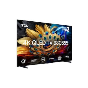 Smart TV 98" TCL QLED 4K Ultra HD 98C655 com Sistema Operacional Android TV, Processador AIPQ, Dolby Vision Atmos, Design Sem Bordas, USB e HDMI